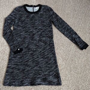 Madewell Black White Heather 100% Cotton LS Sweater Dress